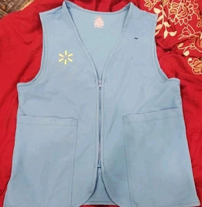 Walmart Vest S/P Blue Employee Store Associate Full Zip Embroidered Spark Logo - Picture 1 of 2