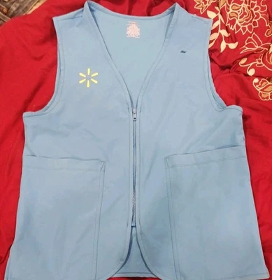 Walmart Vest S/P Blue Employee Store Associate Full Zip Embroidered Spark Logo - Image 1 of 2