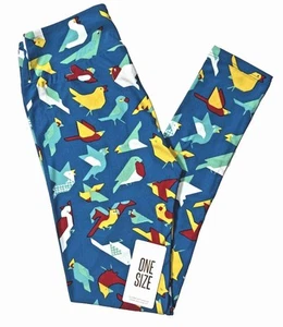 NEU OS Lularoe Leggings One Size (Gr. 2-10) Vögel bunt butterweich Stretch - Bild 1 von 13