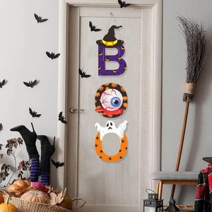 Cartoon Halloween BOO Pendant Boo Hanging Sign Courtyard Outdoor Decor - Picture 1 of 9