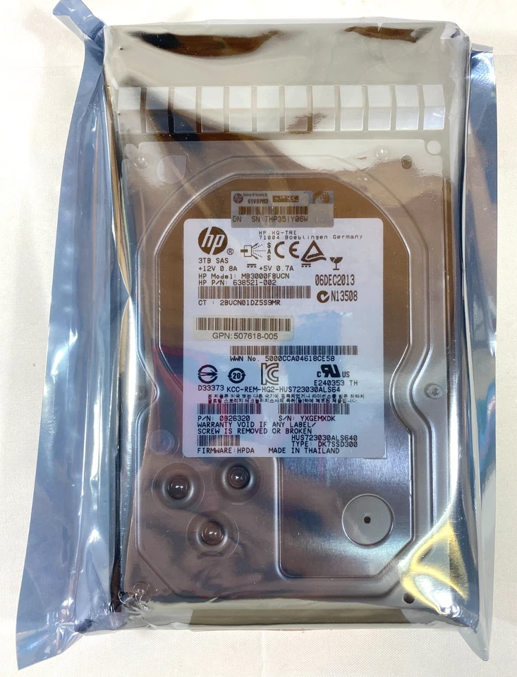 HP 3TB 7.2K SAS 3.5" Enterprise Server Hard Drive HUS724030ALS640 PN-638521-002 - Image 1 of 3