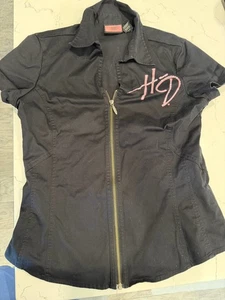Harley-Davidson Damen Med Kurzarm Full Zip Shirt, Pink - Bild 1 von 5