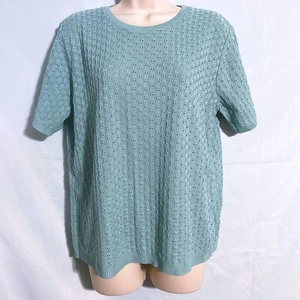 Alfred Dunner Mint Green Short Sleeve Sweater Size M - Picture 1 of 3