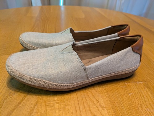 Ballerine CLARKS donna 9 M Danelly Sky marrone naturale tela belle! Slip on