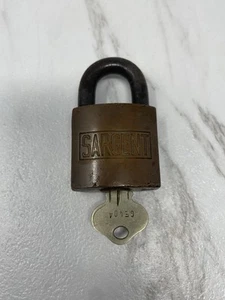 Vintage Sargent Padlock with Key Brass Made In The USA Antique - Picture 1 of 9