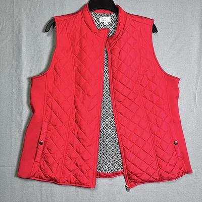 Kim Rogers Rojo Todos los Días Acolchado Puffer Chaqueta Chaleco Costilla Lateral Para Mujer Talla XL Foto 1 de 4