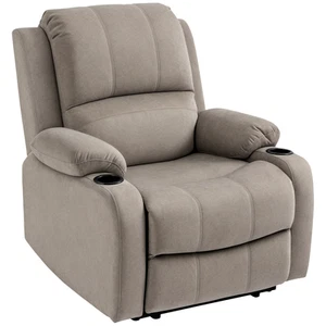HOMCOM 135° Manual Recliner Chair Armchair for Living Room with 2 Cup Holder - Picture 1 of 11