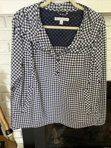Southern tide Women’s Blue And White Gingham Pullover With Hood, Size L Raincoat - Picture 1 of 11