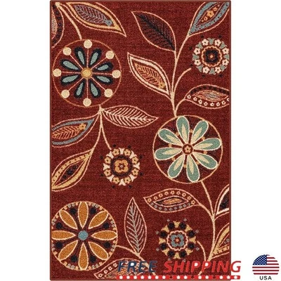 Alfombra Floral Antideslizante Duradera Resistente a Manchas Fácil Cuidado Lavable a Máquina Nueva Foto 1 de 4