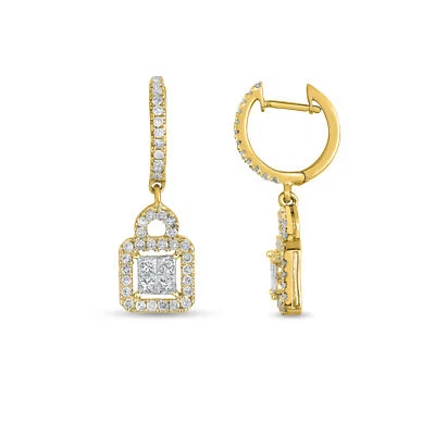 Pendiente de moda de diamantes naturales de 1 quilate en oro amarillo de 14 k Foto 1 de 2