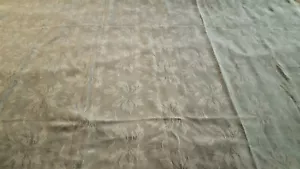 Tovaglia bianca damascata foglia di acanto fortrell lino 68" mq orlata vintage - Foto 1 di 6