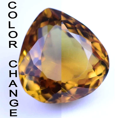 Сертифицированный драгоценный камень россыпью 21,10 карата грушевидный натуральный уникальный меняющий цвет диаспор - Изображение 1 из 4