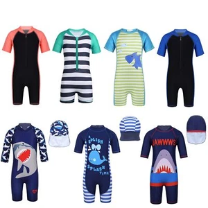 Baby Boys Girls One-Piece Zippered Swimsuit Swimwear UPF 50+ Rashguard Swimming - Picture 1 of 92