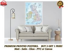 Great Britain GB UK Map Large Poster Art Print Gift A0 A1 A2 A3 A4 Maxi