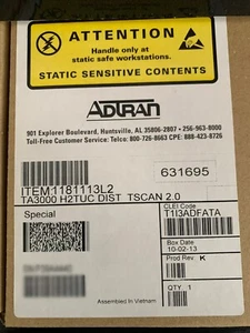 ADTRAN 1181113L2 TA3000 H2TUC DIST TSCAN 2.0 **T1IADFATA (* We Buy ADTRAN! *) - Picture 1 of 3