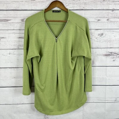 Suéter Miraclesuit Mujer Medio Verde Tejido Pullover Cuadrado De Gran Tamaño 1/4 Cremallera Foto 1 de 4