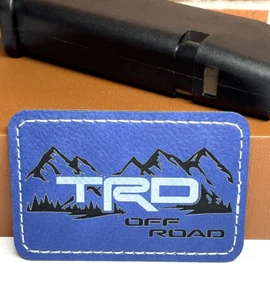 Blue Leatherette TRD Patch Iron on Adhesive for Hats, Bags, Clothing - Picture 1 of 5