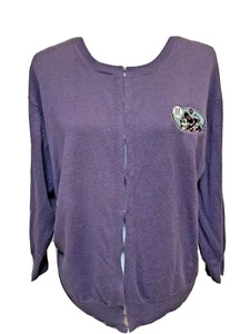 De Colección Disney Store MINNIE MOUSE Genuino MM Resort Cárdigan Suéter Concha Púrpura XL - Imagen 1 de 12