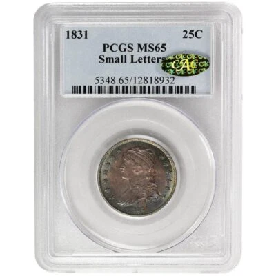 1831 25C Small Letters Capped Bust Quarter, PCGS MS65 Small Letters, Gold CAC... - Image 1 of 2