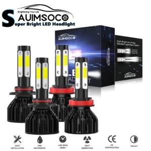 4-Sides LED Headlight Bulbs 6000K Xenon White 9005 H11 High Low Beam High Power - Picture 1 of 18