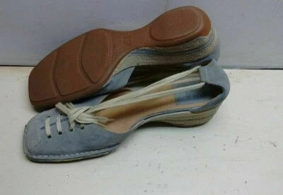 Sandalia Victoria's Secret Gris Gamuza Envolvente al Tobillo Correa Con Cordones Cuña Mujer Zapato 9M Foto 1 de 4