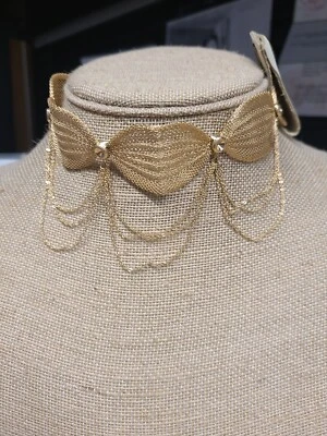 Gargantilla drapeada de malla dorada Anthropologie Foto 1 de 3
