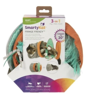SmartyKat Fringe Frenzy Spring-Ended Collapsible Cat Activity Tunnel with Fringe - Image 1 of 4