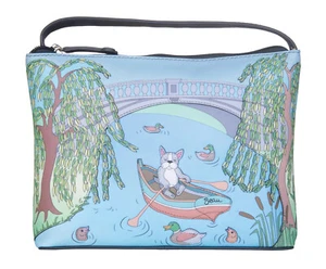 Mala Leather Beaus Boating Dog Grey Midi Cross Body Shoulder Handbag + Dust Bag - Picture 1 of 14