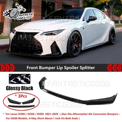 Spoiler labial para Lexus IS300 IS350 IS500 21-25 GT estilo brilho preto parachoque dianteiro - Imagem 1 de 4