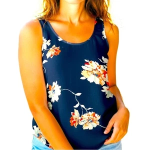 Joie Silk Floral Tank Navy Sleeveless Blouse Boho Chic Designer Workwear Small - Picture 1 of 6