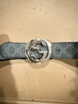 Cinturón Gucci Hombre GG Monograma Supreme Cuero Negro/Gris Talla 100cm 38/40 Cintura Foto 1 de 4