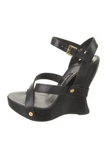 Tom Ford Sandalen schwarz Holz Plateau Riemchen Keilabsatz Gr. 39 - fällt klein aus  - Bild 1 von 4
