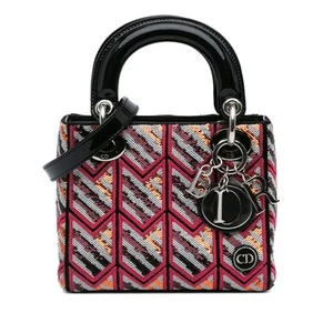 Authenticated Dior Mini Patent Sequined Lady Dior Pink Leather Satchel - Picture 1 of 10