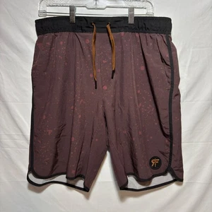 RokFit Men's XL Athletic Streetwear Shorts Burgundy Splatter Drawstring Lined - Picture 1 of 5