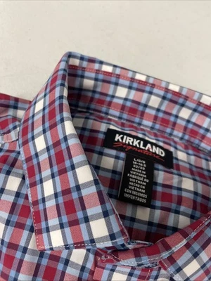 Kirkland Signature Men's Performance Sport Shirt LARGE 16-16.5, 32/33 RED/BLUE - Image 1 of 4