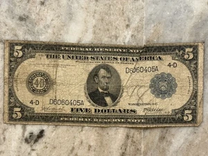 1914 $5 Cleveland FRN Fr. 856 Circulated (VG+/F) - Picture 1 of 8