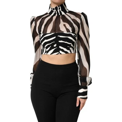 Blusa corta DOLCE & GABBANA Top estampado cebra gasa paneles IT40/US6/S 1350usd Foto 1 de 4