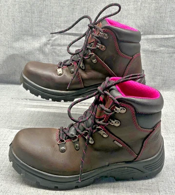 Avenger Safety Work Boots Brown Pink Steel Toe Waterproof Slip Resist Womens 8M - Image 1 of 4