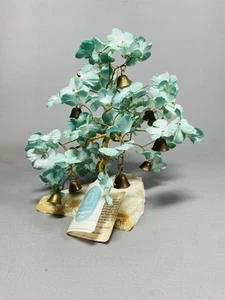 Vintage Brass Bell Prosperity Tree With Wire And Silk Flowers Mounted On Stone - Picture 1 of 7