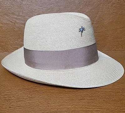Sombrero de paja vintage Biltmore Milan pastel de cerdo - 56 cm / 7, hecho en Canadá paja  Foto 1 de 4