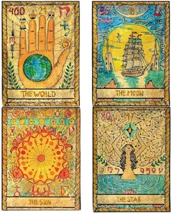 ZeeDix 4Pcs Tarot Tapestry Constellation Wall Hanging Room Decor Ancient Mystery - Picture 1 of 6