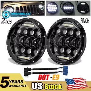 DOT 7" Inch Round LED Headlights High/Low Beam DRL For Mack R Series Dodge - Picture 1 of 12