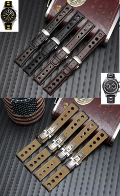 Pulsera correa cuero genuino (se adapta) TISSOT PRS516 Racing Sport y hebilla Foto 1 de 4