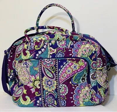 VERA Bradley Large Weekender Travel Duffel Bag Heather Paisley Floral GORGEOUS - Image 1 of 4
