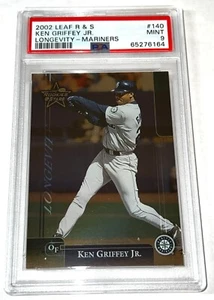 PSA 9 2002 LEAF ROOKIES STARS #/100 KEN GRIFFEY JR LONGEVITY FOIL SP #140 - Picture 1 of 2