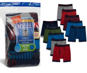 Hanes Boys’ SIZE S- 6-8 Comfort Flex Tagless Boxer Briefs 10 Pack Stripes, Solid - Picture 1 of 11