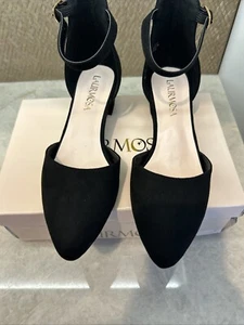 LAURMOSA Girls Dress Shoes Closed Toe Chunky High Heels Ankle Strap Pump Shoes - Picture 1 of 6