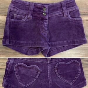 Mini Boden Girls Size 3Y Purple Corduroy Shorts with Back Heart Pocket