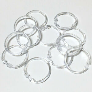 12 Pcs Shower CURTAIN RINGS Easy Snap On Clear Plastic Bathroom Liner Hooks