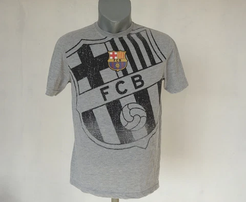 FC Barcelona FAN Jersey Grey Size M 100% Cotton Crew Neck Shirt Size M Soccer Cover